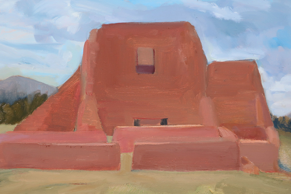 Pecos Ruins, Cloudy Day, 12 x 18, oil on canvas, 2018